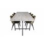 Jepara Dining Table - 250*100*H76 - Grey /Black, Velvet Dining Chiar - Black legs -  Dusty Green Velvet_6