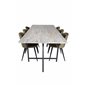 Jepara Dining Table - 250*100*H76 - Grey /Black, Velvet Dining Chiar - Black legs -  Dusty Green Velvet_6