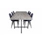 Jepara Dining Table - 250*100*H76 - Grey /Black, Polar Dining Chair - Black Legs - Blue Fabric_6