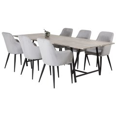 Jepara Dining Table - 250*100*H76 - Grey /Black, Comfort Dining Chair - Grey / Black _6