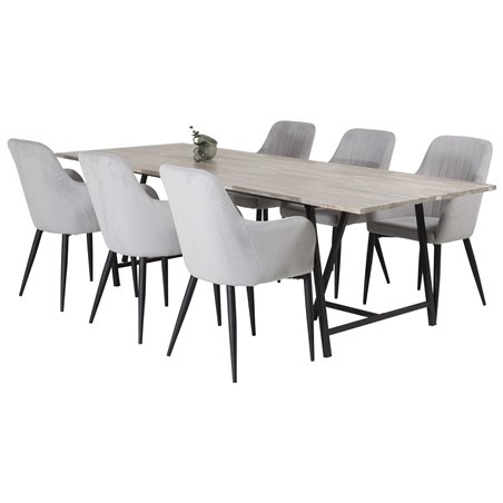 Jepara Dining Table - 250*100*H76 - Grey /Black, Comfort Dining Chair - Grey / Black _6