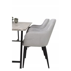 Jepara Dining Table - 250*100*H76 - Grey /Black, Comfort Dining Chair - Grey / Black _6