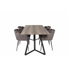 Marina Dining Table - 180*90*H75 - Grey / Black, Limhamn - Chair - Grey Velvet_4