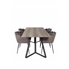 Marina Dining Table - 180*90*H75 - Grey / Black, Limhamn - Chair - Grey Velvet_4