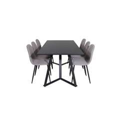 Marina Dining Table - Black top / Black Legs , Polar Dining Chair - Grey / Black_6