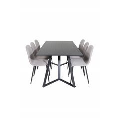 Marina Dining Table - Black top / Black Legs , Polar Dining Chair - Grey / Black_6