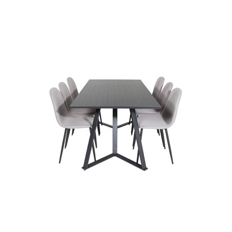 Marina Dining Table - Black top / Black Legs , Polar Dining Chair - Grey / Black_6