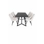 Marina Dining Table - Black top / Black Legs , Velvet Deluxe Dining Chair - Beige / Black_6