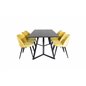 Marina Dining Table - Black top / Black Legs , Velvet Dining Chair - Yellow / Black_6