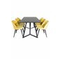 Marina Dining Table - Black top / Black Legs , Velvet Dining Chair - Yellow / Black_6