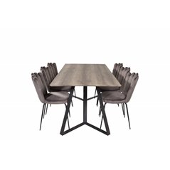 Marina Dining Table - 180*90*H75 - Grey / Black, Limhamn Light - Chair - Grey Velvet_6