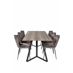 Marina Dining Table - 180*90*H75 - Grey / Black, Limhamn Light - Chair - Grey Velvet_6