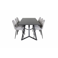 Marina Dining Table - Black top / Black Legs , Polar Dining Chair - Black legs / Light Grey Velvet (ersätter 19902-885)_6