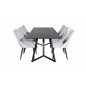 Marina Dining Table - Black top / Black Legs , Leone Dining Chair - Grey / Black_6