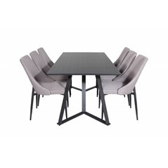 Marina Dining Table - Black top / Black Legs , Leone 2 Dining Chair - Grey / Black_6