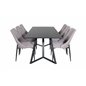 Marina Dining Table - Black top / Black Legs , Leone 2 Dining Chair - Grey / Black_6