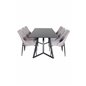 Marina Dining Table - Black top / Black Legs , Leone 2 Dining Chair - Grey / Black_6