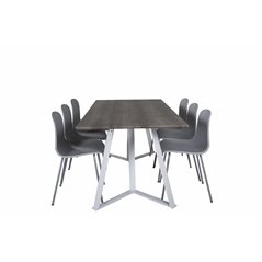Marina Dining Table - Grey "oak" / White Legs , Arctic Dining Chair - Grey Legs - Grey Plastic_6