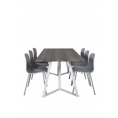 Marina Dining Table - Grey "oak" / White Legs , Arctic Dining Chair - Grey Legs - Grey Plastic_6