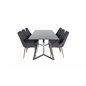 Marina Dining Table - Black top / Black Legs , Leone Dining Chair - Walnut legs - Black Fabric_6