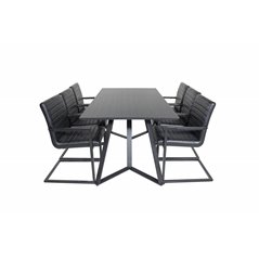 Marina Dining Table - Black top / Black Legs , Art Armchair - Black / Black_6