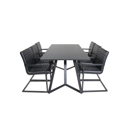 Marina Dining Table - Black top / Black Legs , Art Armchair - Black / Black_6