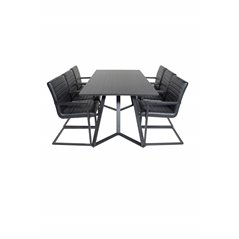 Marina Dining Table - Black top / Black Legs , Art Armchair - Black / Black_6