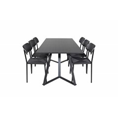 Marina Dining Table - Black top / Black Legs , Polly Dining Chair - Black / Black_6