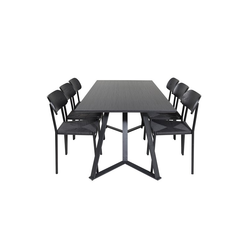 Marina Dining Table - Black top / Black Legs , Polly Dining Chair - Black / Black_6