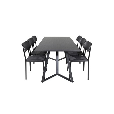 Marina Dining Table - Black top / Black Legs , Polly Dining Chair - Black / Black_6