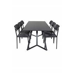 Marina Dining Table - Black top / Black Legs , Polly Dining Chair - Black / Black_6