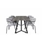 Marina Dining Table - 180*90*H75 - Grey / Black, Arrow armchair - Black Legs - Grey Velvet_6