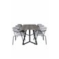 Marina Dining Table - 180*90*H75 - Grey / Black, Arrow armchair - Black Legs - Grey Velvet_6
