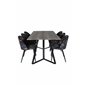 Marina Dining Table - 180*90*H75 - Grey / Black, Velvet Dining Chair - Black Flower fabric_6