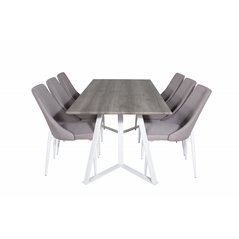 Marina Dining Table - Grey "oak" / White Legs , Leone 2 Dining Chair - Grey / White_6