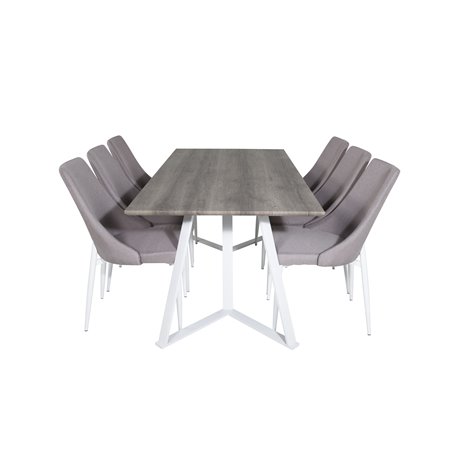 Marina Dining Table - Grey "oak" / White Legs , Leone 2 Dining Chair - Grey / White_6