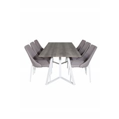 Marina Dining Table - Grey "oak" / White Legs , Leone 2 Dining Chair - Grey / White_6