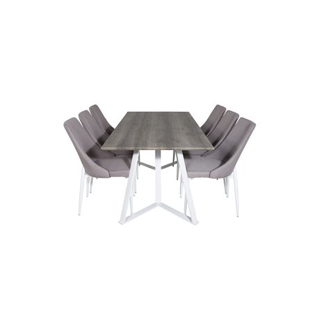 Marina Dining Table - Grey "oak" / White Legs , Leone 2 Dining Chair - Grey / White_6