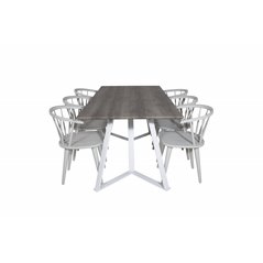 Marina Dining Table - Grey "oak" / White Legs , Bullerbyn Windsor Dining Chair - Grey_6