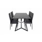 Marina Spisebord - Sort top / Sorte Ben, Slank Spisebordsstol med høj ryg - Sorte Ben - Sort PU_6