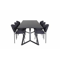 Marina Dining Table - Black top / Black Legs , Vault Dining Chair - Black Legs - Black Fabric_6