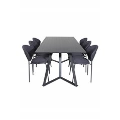 Marina Dining Table - Black top / Black Legs , Vault Dining Chair - Black Legs - Black Fabric_6