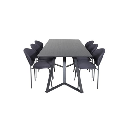 Marina Dining Table - Black top / Black Legs , Vault Dining Chair - Black Legs - Black Fabric_6