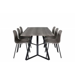 Marina Dining Table - 180*90*H75 - Grey / Black, Arctic Dining Chair - Black Legs - Khaki Plastic_6