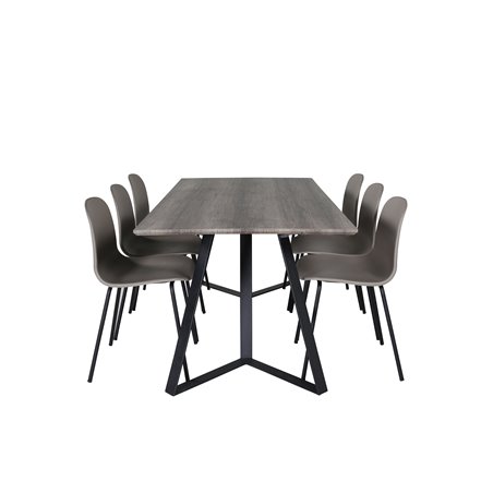 Marina Dining Table - 180*90*H75 - Grey / Black, Arctic Dining Chair - Black Legs - Khaki Plastic_6
