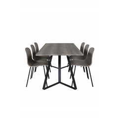 Marina Spisebord - 180 * 90 * H75 - Grå / Sort, Arctic Dining Chair - Sorte Ben - Khaki Pla stic_6