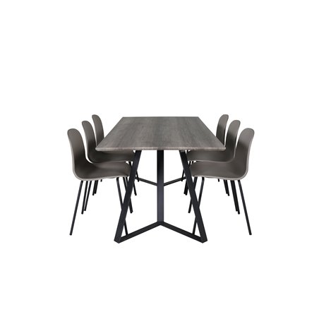 Marina Dining Table - 180*90*H75 - Grey / Black, Arctic Dining Chair - Black Legs - Khaki Plastic_6