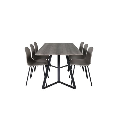 Marina Spisebord - 180 * 90 * H75 - Grå / Sort, Arctic Dining Chair - Sorte Ben - Khaki Pla stic_6