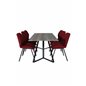 Marina Dining Table - 180*90*H75 - Grey / Black, Gemma Dining Chair - Black Legs - Red Fabric_6