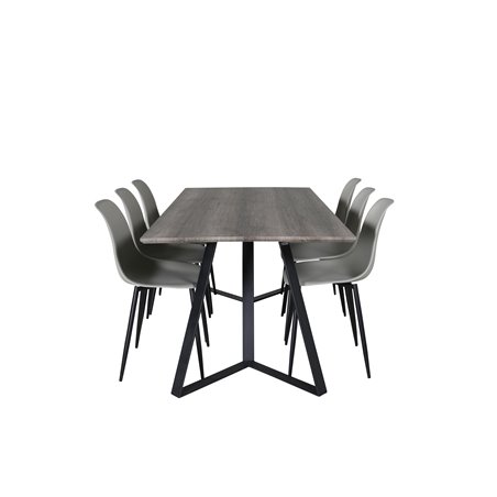 Marina Dining Table - 180*90*H75 - Grey / Black, Polar Plastic Dining Chair - Black Legs / Grey Plastic_6